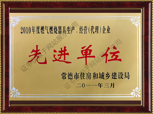 2010年度燃?xì)馊紵骶呱a(chǎn)、經(jīng)營(yíng)（代理）企業(yè)先進(jìn)單位