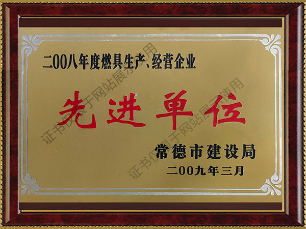 2008年度燃具生產(chǎn)、經(jīng)營(yíng)企業(yè)先進(jìn)單位